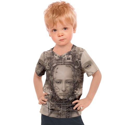 Cyborg Robot Future Drawing Poster Kids  Sports Tee by Ravend