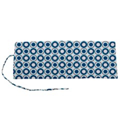 Mazipoodles Dusty Duck Egg Blue White Donuts Polka Dot Roll Up Canvas Pencil Holder (s) by Mazipoodles