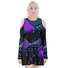 3d Ludo Game,gambling Velvet Long Sleeve Shoulder Cutout Dress by Bangk1t