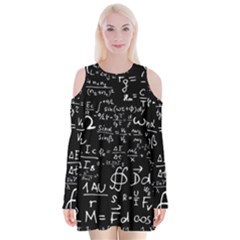 E=mc2 Text Science Albert Einstein Formula Mathematics Physics Velvet Long Sleeve Shoulder Cutout Dress by uniart180623