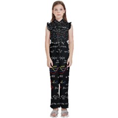 Black Background With Text Overlay Mathematics Formula Board Kids  Sleeveless Ruffle Edge Band Collar Chiffon One Piece by uniart180623
