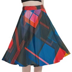 Minimalist Abstract Shaping Abstract Digital Art Minimalism A-line Full Circle Midi Skirt With Pocket by uniart180623