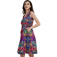 Flower Patterns Abstract Pattern Digital Art Sleeveless V-neck Skater Dress With Pockets by uniart180623