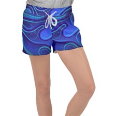 Spiral Shape Blue Abstract Women s Velour Lounge Shorts by uniart180623