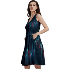 Flag Patterns On Forex Charts Sleeveless V-neck Skater Dress With Pockets by uniart180623