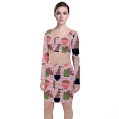 Doodle Yakisoba Seamless Pattern Background Cartoon Japanese Street Food Top And Skirt Sets by Grandong
