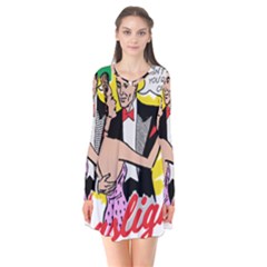 G Is For Gaslight Funny Dance1-01 Long Sleeve V-neck Flare Dress by shoopshirt
