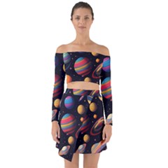 Planet Star Fantasy Off Shoulder Top With Skirt Set by Simbadda