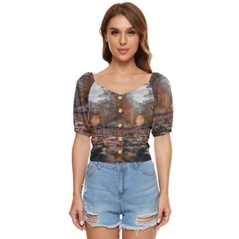 Breathe In Nature Background Button Up Blouse by artworkshop