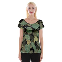 Autumn Fallen Leaves Dried Leaves Cap Sleeve Top by Simbadda