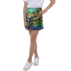 Tree Magical Colorful Abstract Metaphysical Kids  Tennis Skirt by Simbadda