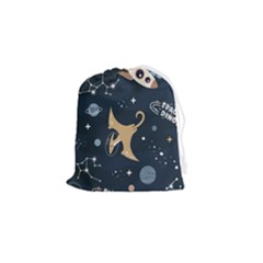 Space Theme Art Pattern Design Wallpaper Drawstring Pouch (small) by Simbadda
