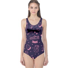 Various Cute Girly Stuff Seamless Pattern One Piece Swimsuit by Simbadda
