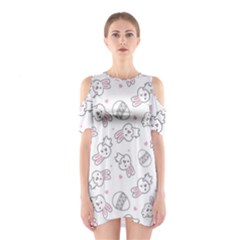 Cute Pattern With Easter Bunny Egg Shoulder Cutout One Piece Dress by Simbadda