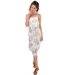 Cute Pattern With Easter Bunny Egg Waist Tie Cover Up Chiffon Dress by Simbadda