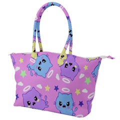 Seamless Pattern With Cute Kawaii Kittens Canvas Shoulder Bag by Simbadda