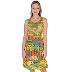 Seamless Pattern With Doodle Bunny Knee Length Skater Dress With Pockets by Simbadda