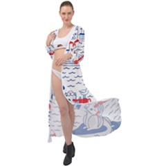 Nautical Cats Seamless Pattern Maxi Chiffon Beach Wrap by Simbadda