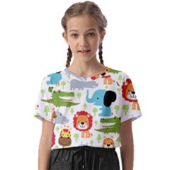 Seamless Pattern Vector With Animals Cartoon Kids  Basic Tee by Simbadda