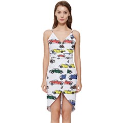 Cars Pattern Wrap Frill Dress by Simbadda