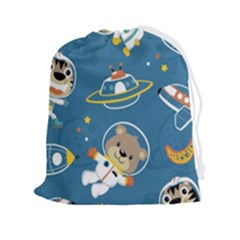 Seamless-pattern-funny-astronaut-outer-space-transportation Drawstring Pouch (2xl) by Simbadda