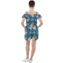 Seamless-pattern-funny-astronaut-outer-space-transportation Ruffle Cut Out Chiffon Playsuit View2