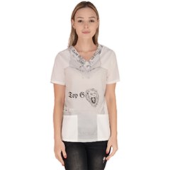 (2)dx Hoodie  Women s V-neck Scrub Top by Alldesigners