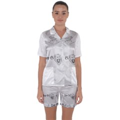 (2)dx Hoodie  Satin Short Sleeve Pajamas Set by Alldesigners