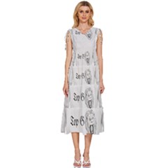 (2) V-neck Drawstring Shoulder Sleeveless Maxi Dress by Alldesigners