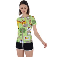 Funny Animals Cartoon Back Circle Cutout Sports Tee by Simbadda