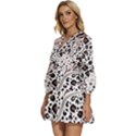 Mix Animal Skin Prints Seamless Pattern Vector V-Neck Placket Mini Dress View2