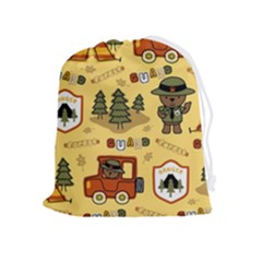 Seamless Pattern Funny Ranger Cartoon Drawstring Pouch (xl) by Simbadda