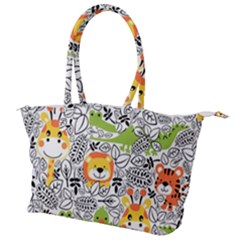Seamless Pattern With Wildlife Cartoon Canvas Shoulder Bag by Simbadda