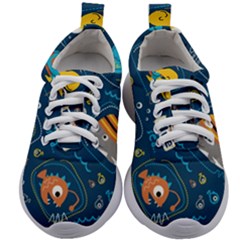 Seamless Pattern Vector Submarine With Sea Animals Cartoon Kids Athletic Shoes by Simbadda