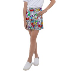 Graffiti Characters Seamless Pattern Kids  Tennis Skirt by Simbadda
