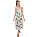 Dog Paw Seamless Pattern Foot Print Bone Halter Tie Back Dress  View1