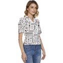 Pattern Hipster Abstract Form Geometric Line Variety Shapes Polkadots Fashion Style Seamless Puffed Short Sleeve Button Up Jacket View3