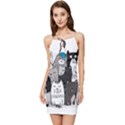 Cute Cat Hand Drawn Cartoon Style Summer Tie Front Dress View1