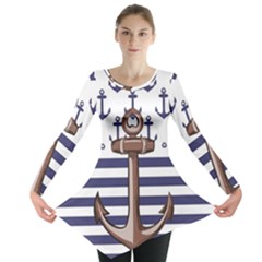 Anchor Background Design Long Sleeve Tunic  by Simbadda