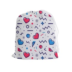 Hearts-seamless-pattern-memphis-style Drawstring Pouch (xl) by Simbadda