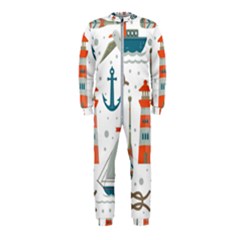 Nautical-elements-pattern-background Onepiece Jumpsuit (kids) by Simbadda