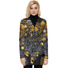 Yin-yang-owl-doodle-ornament-illustration Button Up Hooded Coat  by Simbadda