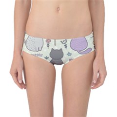 Funny Cartoon Cat Seamless Pattern Classic Bikini Bottoms by Simbadda