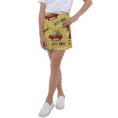 Childish-seamless-pattern-with-dino-driver Kids  Tennis Skirt by Simbadda