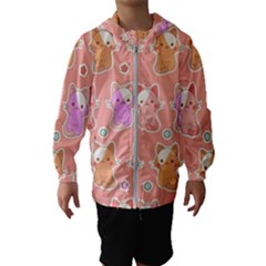 Cute-kawaii-kittens-seamless-pattern Kids  Hooded Windbreaker by Simbadda