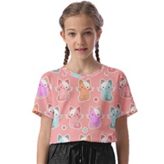 Cute-kawaii-kittens-seamless-pattern Kids  Basic Tee by Simbadda