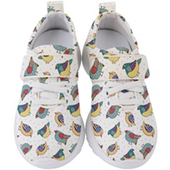 Seamless-pattern-with-hand-drawn-bird-black Kids  Velcro Strap Shoes by Simbadda