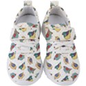 Seamless-pattern-with-hand-drawn-bird-black Kids  Velcro Strap Shoes View1