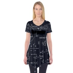 Mathematical-seamless-pattern-with-geometric-shapes-formulas Short Sleeve Tunic  by Simbadda