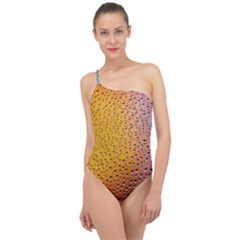 Rain Drop Abstract Design Classic One Shoulder Swimsuit by Excel